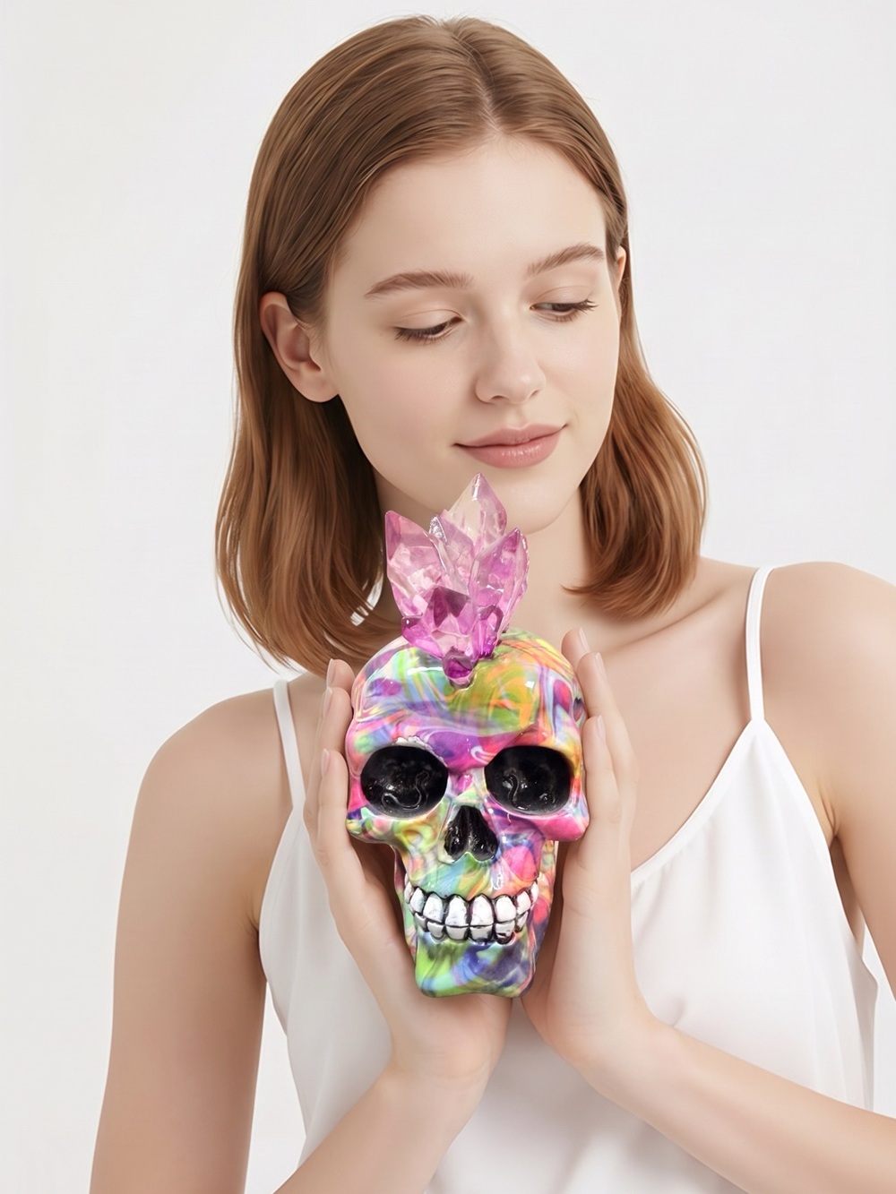 Multicolor LIGHT UP Crystal Skull Decorative Accent - Home Accents Decor
